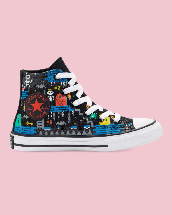 Converse Chuck Taylor All Star Gamer Print Sort Sko Danmark - Converse Høje Sneakers Børn - 03867FJL